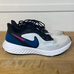 Nike Revolution 5 White/Blue Running Athletic Shoes Sneakers Women's Size 9.5